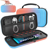 MoKo Carrying Case for Nintendo Switch 2 2025, Protective Hard Shell Portable Travel Carry Case Pouch Holds 10 Cartridges w/Pockets for Switch 2 Accessories and Games, Gradient Orange