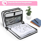 MoKo Zipper Binder, 3 inch 3 Ring Binder with Zipper, 600 Sheet Capacity Oxford Cloth Multi-Pocket School Binder Organizer, Handle and Shoulder Strap Included, Magenta+Gray