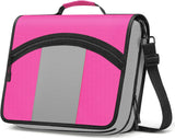 MoKo Zipper Binder, 3 inch 3 Ring Binder with Zipper, 600 Sheet Capacity Oxford Cloth Multi-Pocket School Binder Organizer, Handle and Shoulder Strap Included, Magenta+Gray