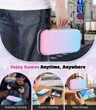 MoKo Carrying Case for Nintendo Switch 2(2025), Protective Hard Shell Portable Travel Carry Case Pouch holds 10 Cartridges with Pockets for Switch 2 Accessories and Games, Blue Pink