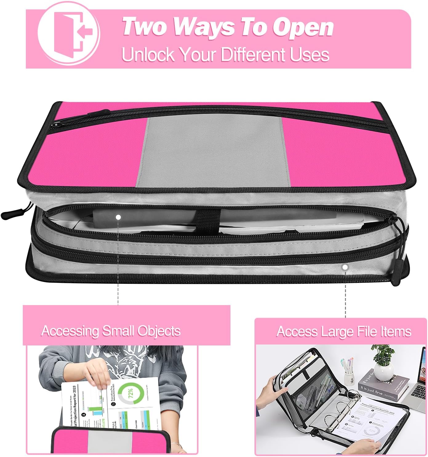 【NERDY】WOMEN'S RIBBON TRACK SET 3色 正規品 ★ギフト贈呈★ MoKo Zipper Binder, 3 inch 3 Ring Binder with Zipper, 600
