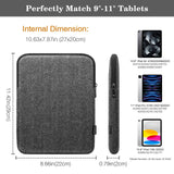 MoKo 9-11 Inch Tablet Sleeve Bag Carrying Case Fits New 11-inch iPad Pro M4/iPad AirM2 2024,iPad Air 5/4/3 10.9"/10.5",iPad Pro 11 M2,iPad 10th 10.9,iPad 9/8th Gen 10.2,Tab S8/S9 11", Black & Gray
