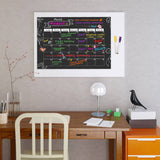 MoKo Magnetic Calendar for Kitchen Refrigerator, Dry Erase Monthly Calendar Planner and Grocery Shopping List with 8 Chalk Markers - Black