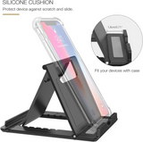 MoKo Phone/Tablet Stand, Foldable Desktop Holder Fit with iPhone 15/Plus/Pro/Pro Max, iPhone 14/Pro/Max, iPad 9/ iPad mini 6, iPad Pro 11, 10.2, 12.9, Air 5/4/3, Mini 5, Steam Deck, Black (Large)