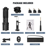 MoKo Camera Tripod for iPad - 70" Phone Tripod Stand with Travel Bag, Tripod for iPhone with Phone Holder, Wireless Remote, Travel Tripod for Camera DSLR SLR, Cell Phones, Tablets, Projector, Webcam