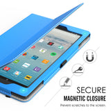 MoKo Case for All-New Amazon Fire HD 10 Tablet (7th Generation and 9th Generation, 2017 and 2019 Release) - Slim Folding Stand Cover with Auto Wake/Sleep for 10.1 Inch Tablet, BLUE