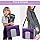 MoKo Zipper Binder, 3 inch 3 Ring Binder with Zipper, 600 Sheet Capacity Oxford Cloth Multi-Pocket School Binder Organizer, Handle and Shoulder Strap Included, Purple & Gray