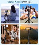 MoKo 68" Magnetic Selfie Stick Compatible with MagSafe, Extendable Rotatable Phone Tripod Stand with Remote for iPhone 15 14 13 12 and All Phones with Metal Ring, Fit for Selfie/Photo/Live/Vlog, Black