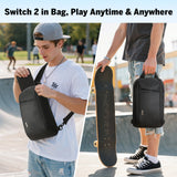 MoKo Sling Crossbody Bag for Switch 2/OLED/Steam Deck/Rog Ally X, Protective Travel Chest Carrying Case Gaming Pouch with 8 Game Card Slots, Minimalist Chest Tablet Bag for 11" iPad Pro/Air, Black