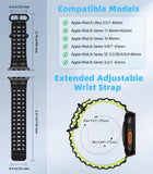 MoKo Ocean Band Compatible with Apple Watch Ultra 3/2/1 49mm, Upgraded Silicone Sports Bands 46mm 45mm 44mm, Series 11/10/9/8/7/6/5 SE3/2/1 Breathable Strap with Metal Connector, Black/Black&lime
