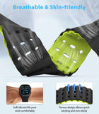 MoKo Ocean Band Compatible with Apple Watch Ultra 3/2/1 49mm, Upgraded Silicone Sports Bands 46mm 45mm 44mm, Series 11/10/9/8/7/6/5 SE3/2/1 Breathable Strap with Metal Connector, Black/Black&lime
