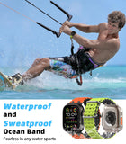 MoKo Ocean Band Compatible with Apple Watch Ultra 3/2/1 49mm, Upgraded Silicone Sports Bands 46mm 45mm 44mm, Series 11/10/9/8/7/6/5 SE3/2/1 Breathable Strap with Metal Connector, Black/Lime&gray