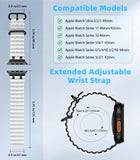 MoKo Ocean Band Compatible with Apple Watch Ultra 3/2/1 49mm, Upgraded Silicone Sports Bands 46mm 45mm 44mm, Series 11/10/9/8/7/6/5 SE3/2/1 Breathable Strap with Metal Connector, Black/White&black