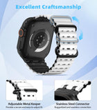 MoKo Ocean Band Compatible with Apple Watch Ultra 3/2/1 49mm, Upgraded Silicone Sports Bands 46mm 45mm 44mm, Series 11/10/9/8/7/6/5 SE3/2/1 Breathable Strap with Metal Connector, Black/White&black