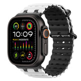 MoKo Ocean Band Compatible with Apple Watch Ultra 3/2/1 49mm, Upgraded Silicone Sports Bands 46mm 45mm 44mm, Series 11/10/9/8/7/6/5 SE3/2/1 Breathable Strap with Metal Connector, Black/White&black