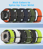 MoKo Ocean Band Compatible with Apple Watch Ultra 3/2/1 49mm, Upgraded Silicone Sports Bands 46mm 45mm 44mm, Series 11/10/9/8/7/6/5 SE3/2/1 Breathable Strap with Metal Connector, Black/Black&lime