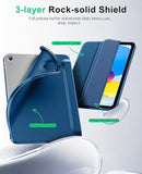 MoKo Case for iPad (A16) 11th/10th Gen 2025/2022 11/10.9 Inch, Abyss Blue | Trifold Stand Protective Cover Smart Folio Case Soft Flexible TPU Cover Support Supports Touch ID Auto Sleep/Wake