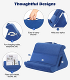 MoKo Tablet Pillow Stand, Soft Tablet Cushion Stand, With Multiple Viewing Angles and Storage Pocket, Fits iPad 10.2 2021/iPad Air 5/4/3/iPad Pro 11/12.9 2022, iPad 10th,Galaxy Tab, iPhone, Book, Blue