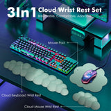 MoKo Cloud Wrist Rest, Ergonomic Cloud Keyboard Wrist Rest with Mouse Rest Wrist Pad, Upgraded PU Leather Cloud Arm Rest Wrist Pad for Keyboard and Mouse for Office, Gaming, Computer, Laptop, Green