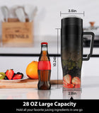 Portable Blender,MoKo 300W Portable Blender for Shakes and Smoothies,28 oz Personal Blender,Smoothie Blender with 6 Blades,BPA Free,USB Rechargeable,Handle and Straw Lid, Blender for Anywhere, Black