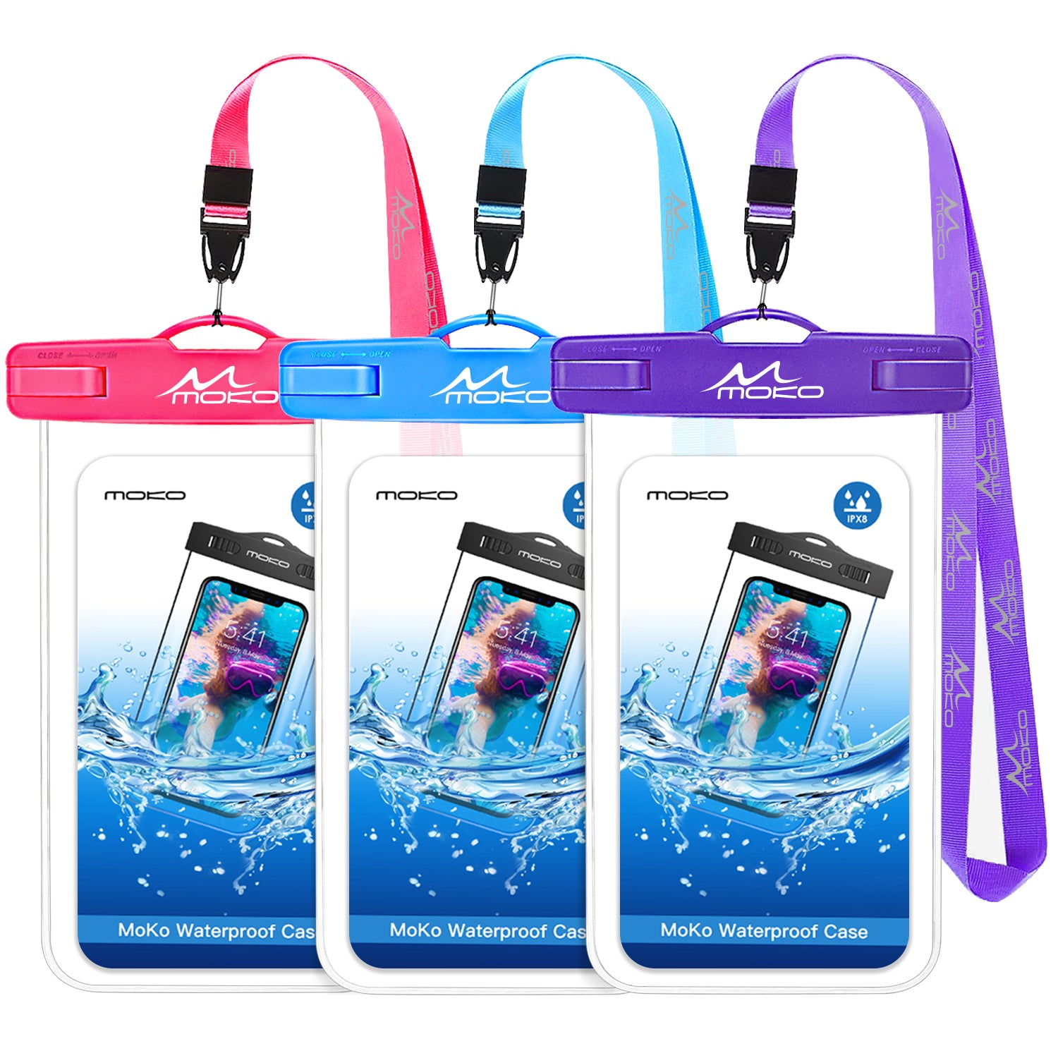 MoKo Waterproof Phone Pouch, 3 Pack Waterproof Phone Case Underwater C – Mokodirect MoKo Waterproof Phone Pouch, 3 Pack Waterproof Phone Case Underwater C – Mokodirect