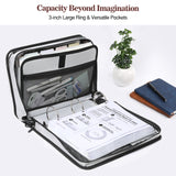 MoKo Zipper Binder, 3 inch 3 Ring Binder, 600 Sheet Capacity Multi-Pocket School Binder Organizer with Handle and Shoulder Strap, Black & Gray