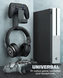 MoKo Controller Holder Wall Mount for Xbox One, Xbox 360, PS3, PS4, PS5, PC, STEAM, Switch, Headphone Hanger for All Universal Headsets, Black
