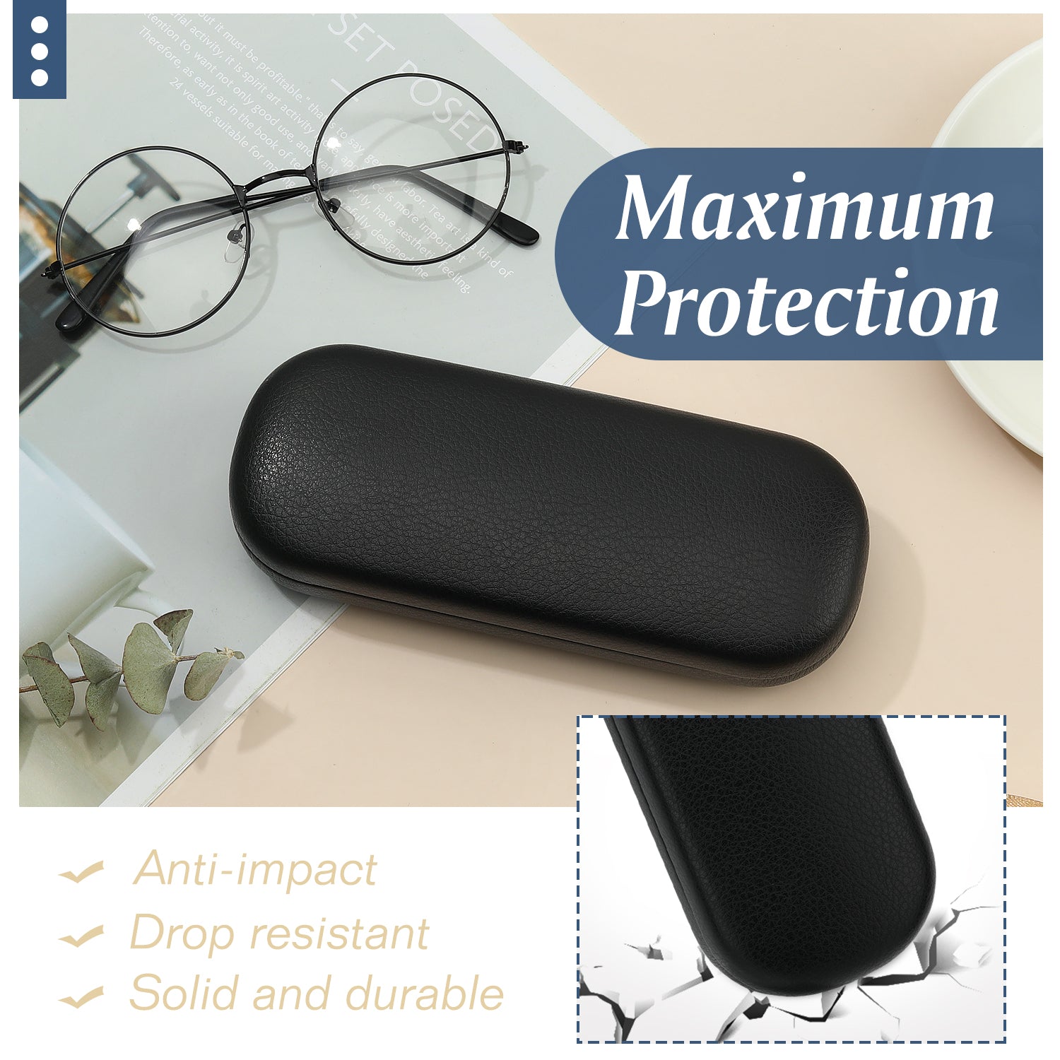 MoKo Hard Shell Eyeglasses Case, Portable Glasses Case Eyeglass