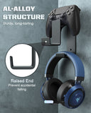 MoKo Controller Holder Wall Mount for Xbox One, Xbox 360, PS3, PS4, PS5, PC, STEAM, Switch, Headphone Hanger for All Universal Headsets, Black