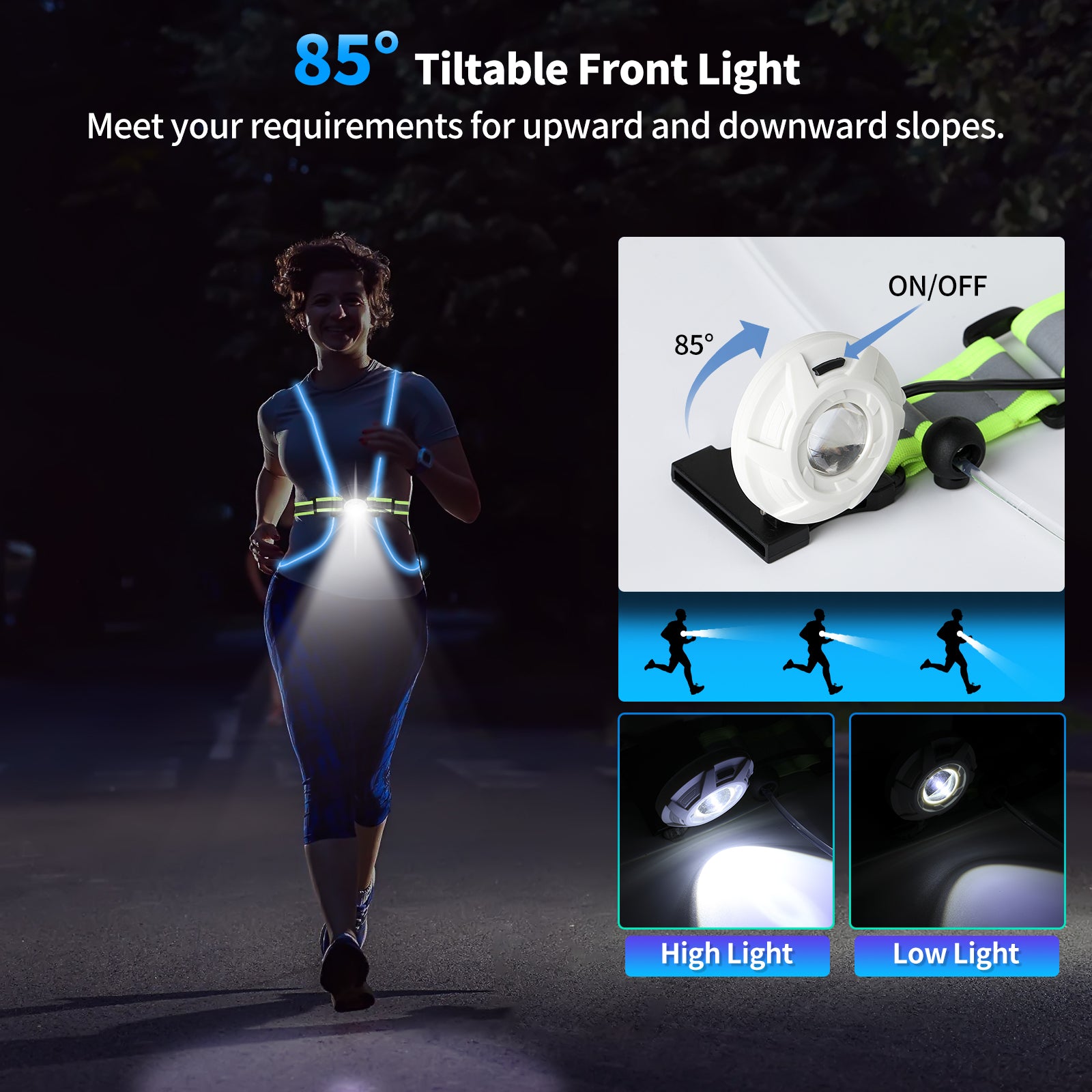 LED Reflective Vest USB Rechargeable Night Running Gear Reflector Straps  for 