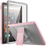 MoKo Case Fits All-New Kindle Fire HD 10 & 10 Plus Tablet (11th Generation, 2021 Release) 10.1", Full Body Rugged Hands-Free Viewing Stand Back Cover with Screen Protector, Dark Blue