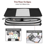 MoKo Zipper Binder, 3 inch 3 Ring Binder, 600 Sheet Capacity Multi-Pocket School Binder Organizer with Handle and Shoulder Strap, Black & Gray