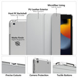 MoKo iPad 10.2 Case for iPad 9th Generation 2021/ iPad 8th Generation 2020/ iPad 7th Generation 2019, Slim Stand Hard Back Shell Smart Cover Case for iPad 10.2 inch, Auto Wake/Sleep, Silver