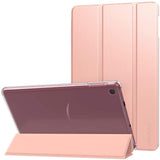 MoKo Case Fits Kindle Fire 7 Tablet (9th Generation, 2019 Release), PU Leather Trifold Stand Cover Frosted Clear Backshell with Auto Wake/Sleep - Black