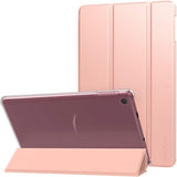 MoKo Case Fits Kindle Fire 7 Tablet (9th Generation, 2019 Release), PU Leather Trifold Stand Cover Frosted Clear Backshell with Auto Wake/Sleep - Black