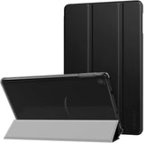 MoKo Case Fits Kindle Fire 7 Tablet (9th Generation, 2019 Release), PU Leather Trifold Stand Cover Frosted Clear Backshell with Auto Wake/Sleep - Black