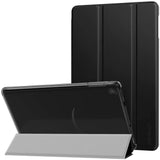 MoKo Case Fits Kindle Fire 7 Tablet (9th Generation, 2019 Release), PU Leather Trifold Stand Cover Frosted Clear Backshell with Auto Wake/Sleep - Black