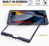 MoKo iPad 10.2 Inch Case for iPad 9th Generation 2021/ iPad 8th Generation 2020/ iPad 7th Generation 2019, [Heavy Duty] Shockproof Full Body Protective Cover with Built-in Screen Protector, Dark Blue
