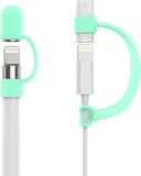 MoKo Pencil Cap Holder Fit Apple Pencil 1st Generation,USB Cable Tether and Pencil Cap,Fit New iPad 9th Generation 2021, iPad 8th/7th/6th, iPad Air 3rd Gen 10.5" 2019, iPad Mini 5,GREEN (Glow in Dark)