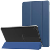 MoKo Case Fits Kindle Fire 7 Tablet (9th Generation, 2019 Release), PU Leather Trifold Stand Cover Frosted Clear Backshell with Auto Wake/Sleep - Black