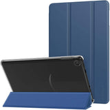 MoKo Case Fits Kindle Fire 7 Tablet (9th Generation, 2019 Release), PU Leather Trifold Stand Cover Frosted Clear Backshell with Auto Wake/Sleep - Black