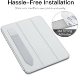 MoKo Pencil Case Holder Sticker Fit Apple Pencil 1st/2nd Generation, Elastic Pencil Pouch PU Leather Adhesive Sleeve Fit iPad 9th/8th Gen, iPad Air 5/4, iPad Pro 11&12.9, iPad Mini 6,Silver Gray