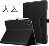 MoKo PU Leather Case Fit iPad Pro 11 2020 (2nd Gen) 2018 (1st Gen), [Support Apple 2nd Pencil Charging] Folding Stand Folio Cover with Hand Strap, Two Viewing Angles, Auto Wake/Sleep, Black