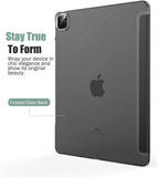 MoKo Case Fit iPad Pro 12.9 Inch 2020 (4th Gen) 2018 (3rd Gen), [Support Apple 2nd Pencil Charging] Slim Lightweight Translucent Back Shell Protective Smart Cover, Auto Wake/Sleep,Black