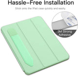 MoKo Pencil Case Holder Sticker Fit Apple Pencil 1st/2nd Generation, Elastic Pencil Pouch PU Leather Adhesive Sleeve Fit iPad 9th/8th Gen, iPad Air 5/4, iPad Pro 11&12.9, iPad Mini 6 - Green