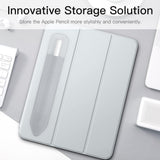 MoKo Pencil Case Holder Sticker Fit Apple Pencil 1st/2nd Generation, Elastic Pencil Pouch PU Leather Adhesive Sleeve Fit iPad 9th/8th Gen, iPad Air 5/4, iPad Pro 11&12.9, iPad Mini 6,Silver Gray