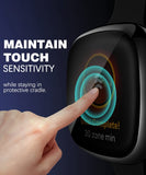 MoKo 3-PACK Screen Protector Case Compatible with Fitbit Versa 3/Sense, TPU Plated Bumper Shell Full Cover Protective Case with TPU Screen Protector, Black/Gray/Clear