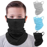 MoKo Kids Neck Gaiter Face Mask, 3 Pack Scarf Bandana Mask with Ear Loops UV Sun Protection Outdoors Balaclava for Girls Boys