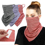 MoKo Scarf Mask Bandana with Ear Loops 3 Pack, Neck Gaiter Balaclava with Filter Pocket Face Mask for Outdoor for Women Men