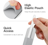 MoKo Pencil Case Holder Sticker Fit Apple Pencil 1st/2nd Generation, Elastic Pencil Pouch PU Leather Adhesive Sleeve Fit iPad 9th/8th Gen, iPad Air 5/4, iPad Pro 11&12.9, iPad Mini 6,Silver Gray